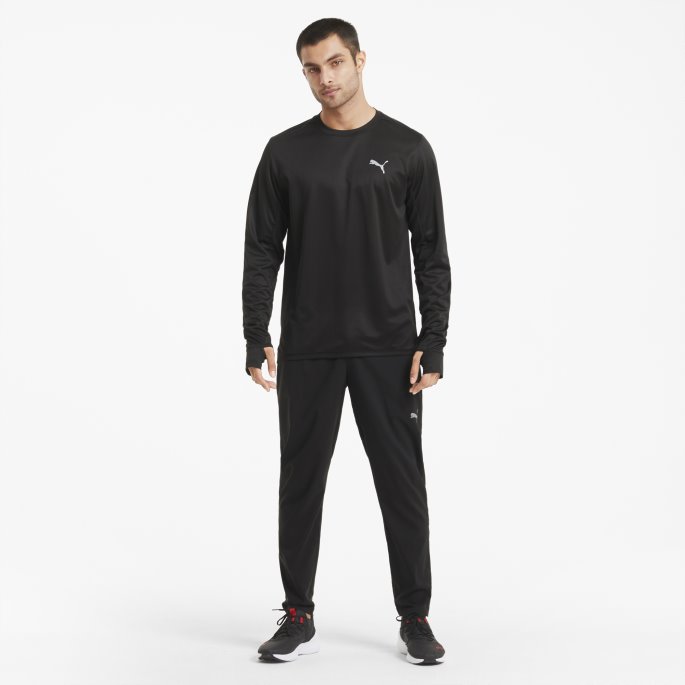 Puma På Tilbud Favoritt Langermet Løpeskjorte For Menn Svart