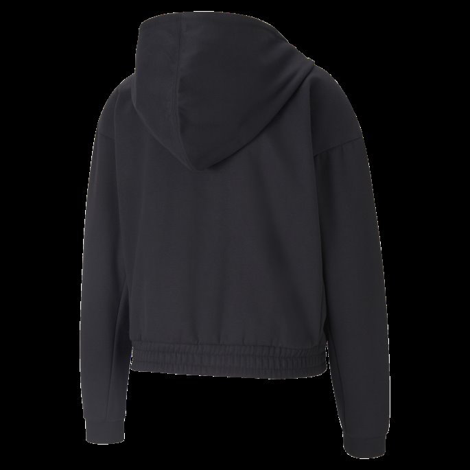 Puma På Tilbud Svart Favoritt Hettegenser I Fleece For Kvinner Med Full Glidelås