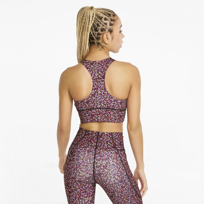 Svart-multi Print Forever Luxe Grafisk Trenings-bh For Kvinner Puma På Salg