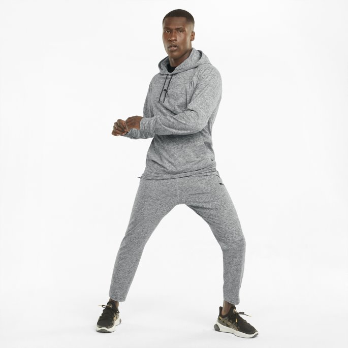 Puma På Tilbud Skyspunnet Trenings-hettegenser For Menn Mellomgrå Lyng