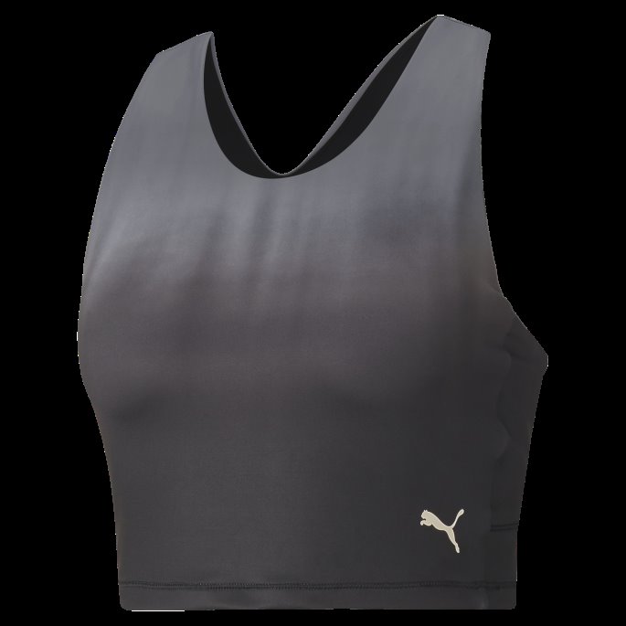Puma På Tilbud Svart-asfalt-ombre Print Studio Ombre Dame Racerback Trening Crop Top