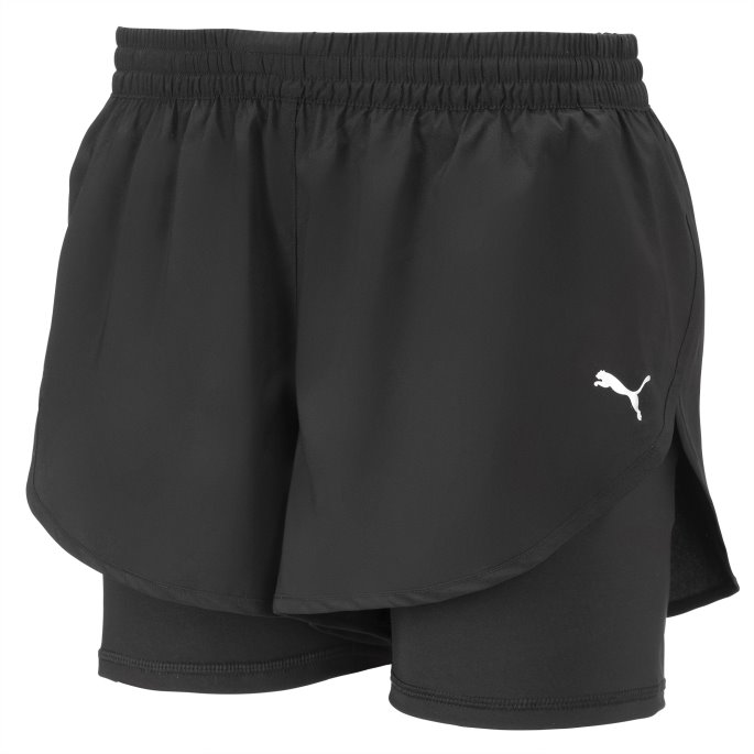 Svart-svart Puma På Tilbud 2 I 1 Vevde Løpeshorts For Kvinner