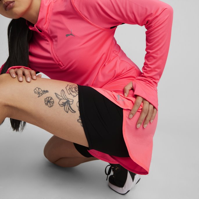 Puma På Tilbud 2 I 1 Vevde Løpeshorts For Kvinner Solnedgang Glød-svart
