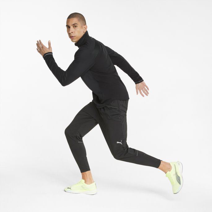 Puma På Tilbud Skyspunnet Strikket Halvglidelås Herre Løpegenser Svart