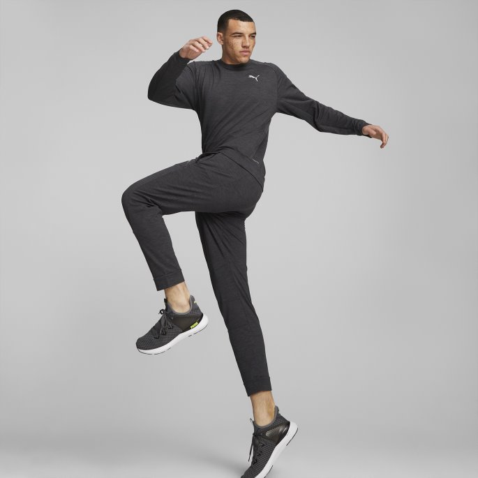 Puma På Tilbud Skyspunnet Crew Neck Treningsskjorte For Menn Svart Lyng