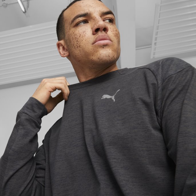 Puma På Tilbud Skyspunnet Crew Neck Treningsskjorte For Menn Svart Lyng