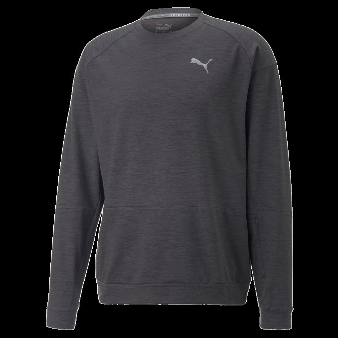 Puma På Tilbud Skyspunnet Crew Neck Treningsskjorte For Menn Svart Lyng