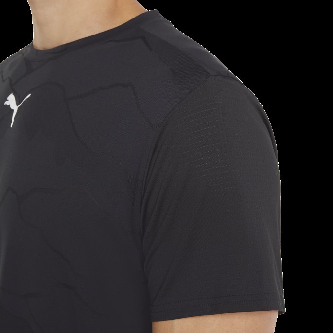 Svart-jacquard Puma På Tilbud Ventil Kortermet Treningsskjorte For Menn