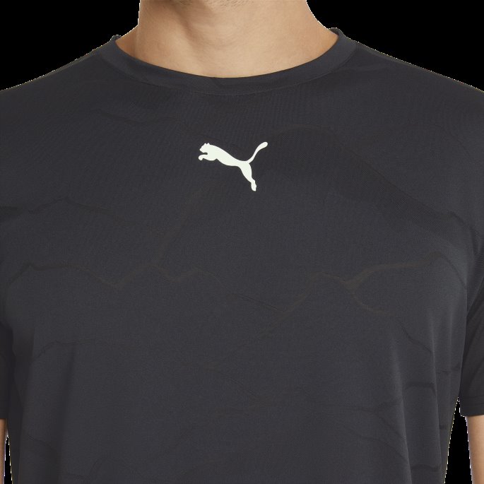 Svart-jacquard Puma På Tilbud Ventil Kortermet Treningsskjorte For Menn