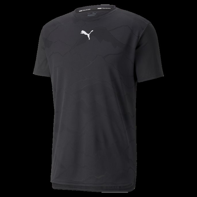 Svart-jacquard Puma På Tilbud Ventil Kortermet Treningsskjorte For Menn
