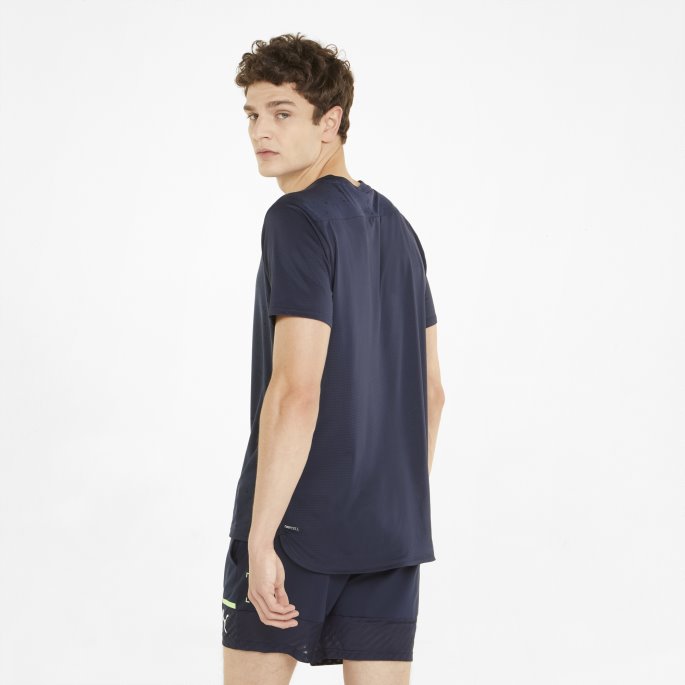 Puma På Tilbud Ventil Kortermet Trenings-t-skjorte For Menn Peacoat-jacquard