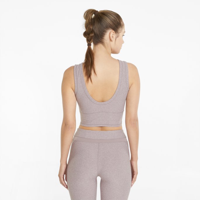 Puma På Tilbud Quail Heather Studio Yogini Luxe Cropped Treningsgenser For Kvinner