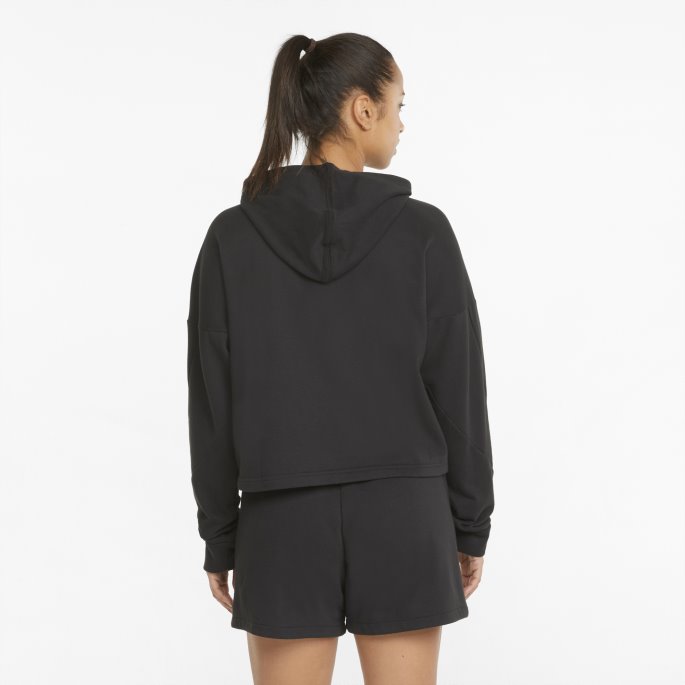 Puma På Tilbud Logo French Terry Po Treningshettegenser For Kvinner Svart