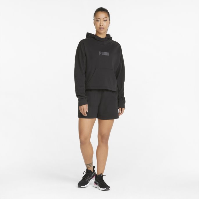 Puma På Tilbud Logo French Terry Po Treningshettegenser For Kvinner Svart