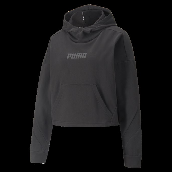 Puma På Tilbud Logo French Terry Po Treningshettegenser For Kvinner Svart