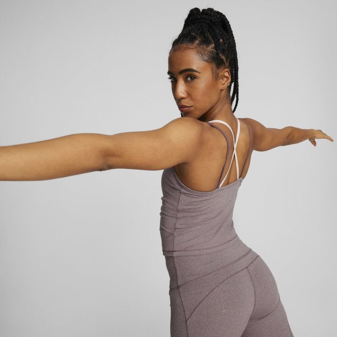 Puma På Tilbud Dusty Plum Heather Studio Foundation Ruched Treningsgenser For Kvinner