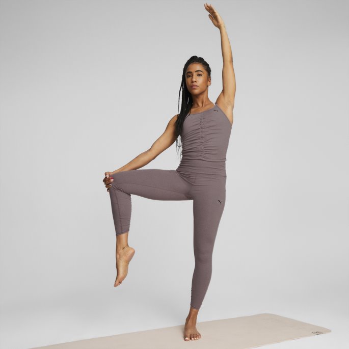 Puma På Tilbud Dusty Plum Heather Studio Foundation Ruched Treningsgenser For Kvinner