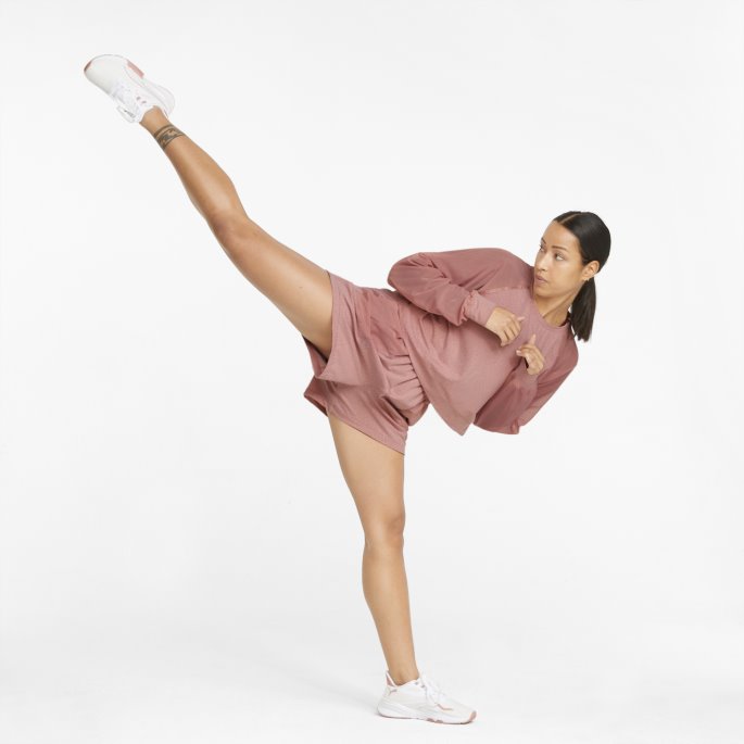 Krystallinsk Strikket Mesh Langermet Treningsskjorte For Kvinner Puma På Tilbud Rosett