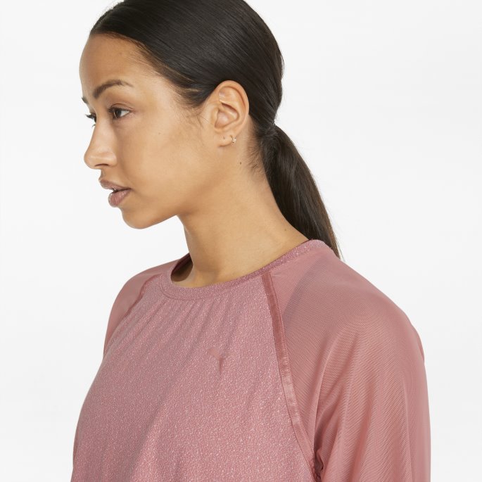 Krystallinsk Strikket Mesh Langermet Treningsskjorte For Kvinner Puma På Tilbud Rosett