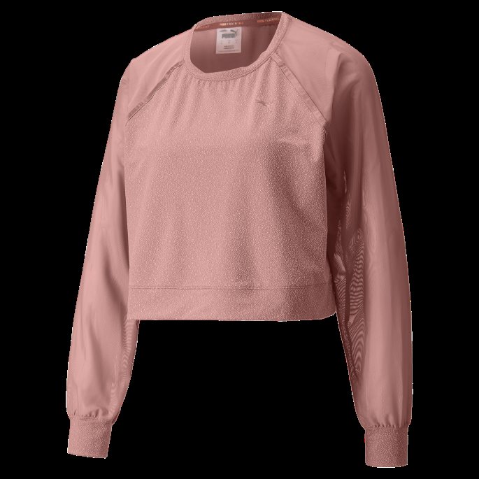 Krystallinsk Strikket Mesh Langermet Treningsskjorte For Kvinner Puma På Tilbud Rosett