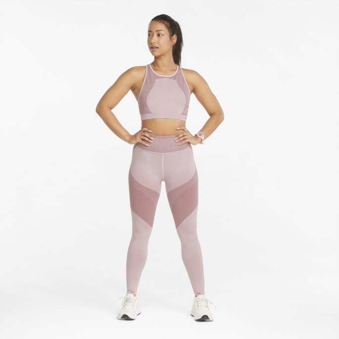 Kritt Rosa Okseskinn Puma På Tilbud Formstrikket Sømløs Høy Midje 7-8 Treningsleggings For Kvinner