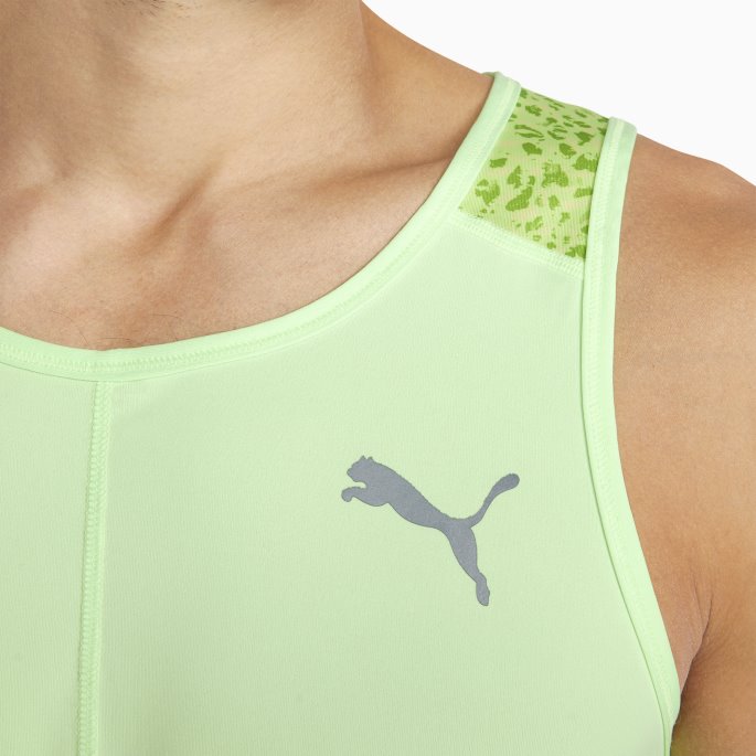 Grafisk Trykt Herreløpe Singlet Brusende Lime Puma På Salg