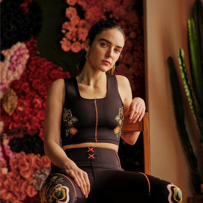 Puma På Tilbud X Frida Kahlo Cropped Trenings-bh For Kvinner Svart