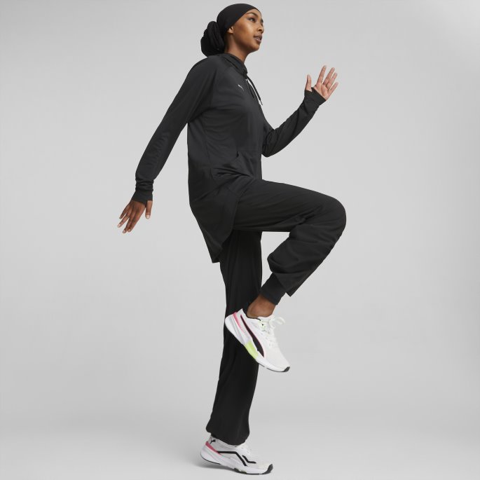 Puma På Tilbud Svart Modest Activewear Treningsbukser For Kvinner Med Brede Ben