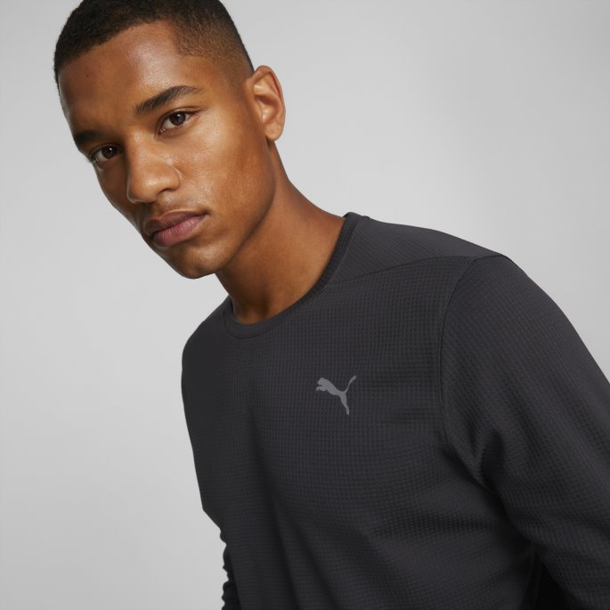Puma På Tilbud Studio Herre Vaffel Langermet Treningsskjorte Svart