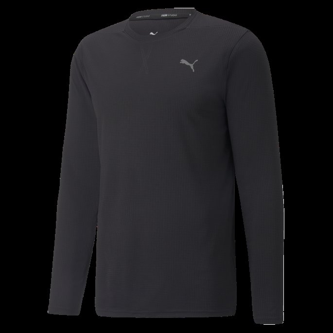 Puma På Tilbud Studio Herre Vaffel Langermet Treningsskjorte Svart