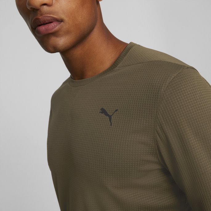 Puma På Tilbud Dyp Oliven Studio Vaffel Langermet Treningsskjorte For Menn