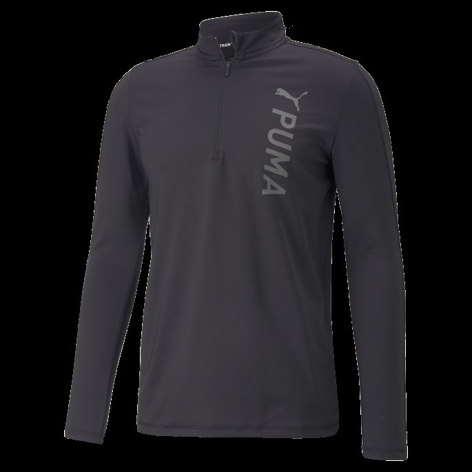 Puma På Tilbud Passform Polyspan Halv Glidelås Langermet Treningsskjorte Herre Svart