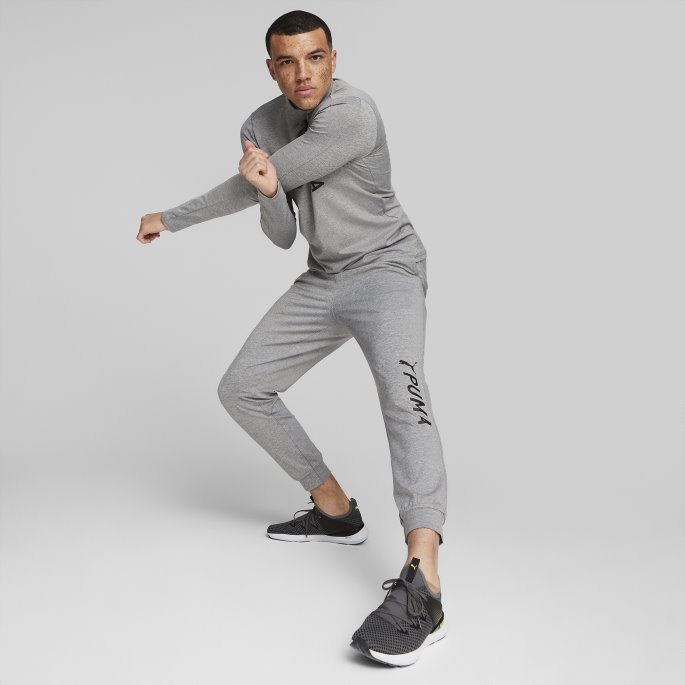 Puma På Tilbud Mellomgrå Lyng Passform Polyspan Halv Glidelås Langermet Treningsskjorte Herre