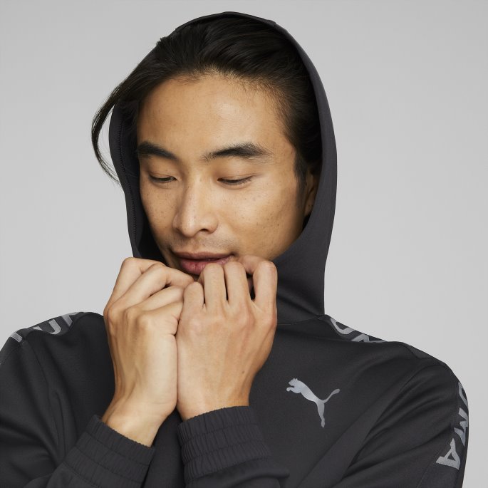 Puma På Tilbud Svart Passform Pwrfleece Trening Hettegenser Menn