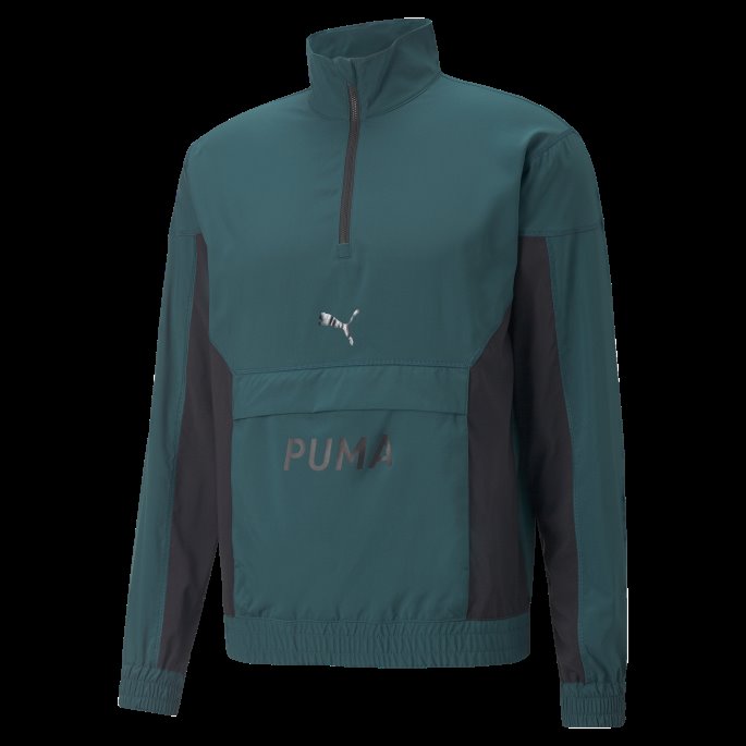 Puma På Tilbud Passform Vevd Halv Glidelås Treningsjakke For Menn Varsity Green