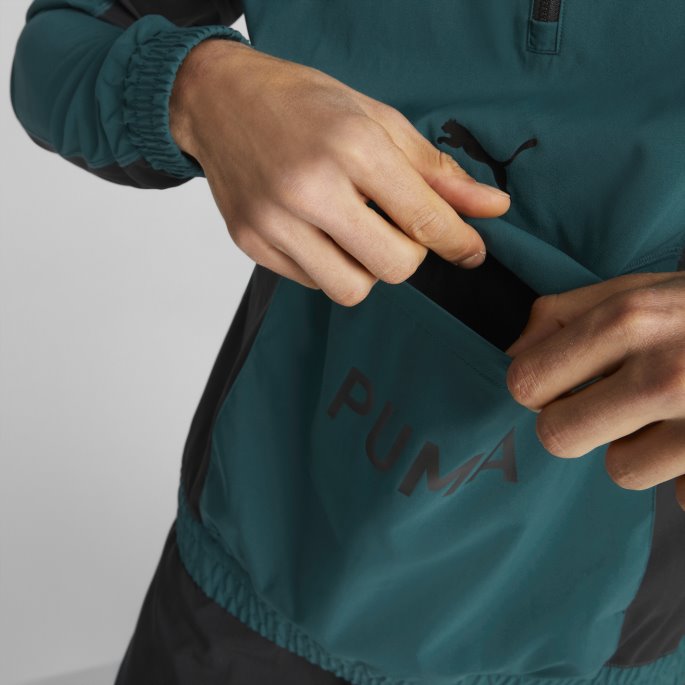 Passform Vevd Treningsjakke Med Halv Glidelås Herre Puma På Tilbud Varsity Green