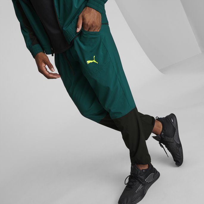 Varsity Green Puma På Tilbud Train Fit Vevde Treningsjoggere For Menn