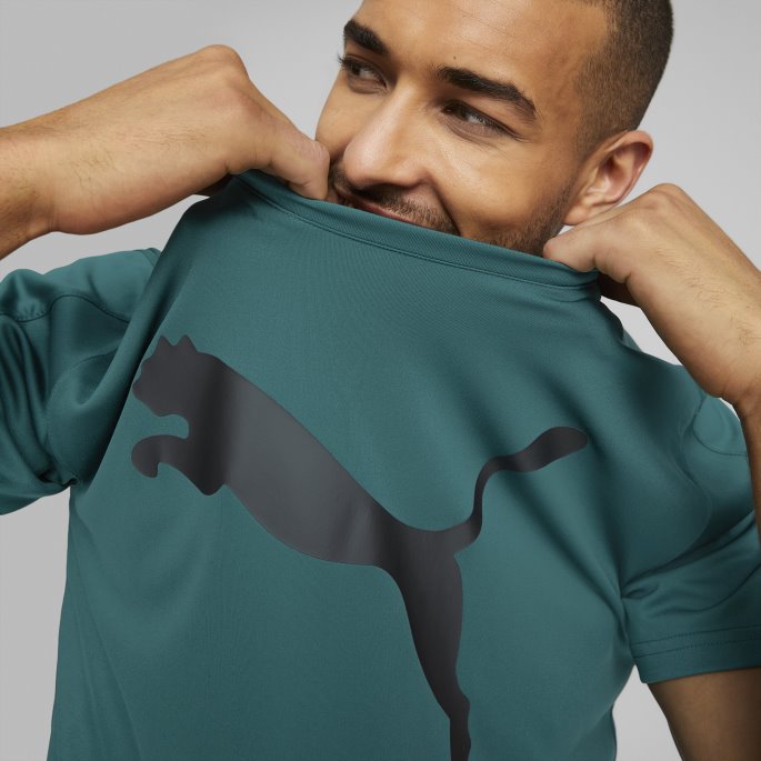 Puma På Tilbud Fit Training Herre Logo T-skjorte Varsity Green