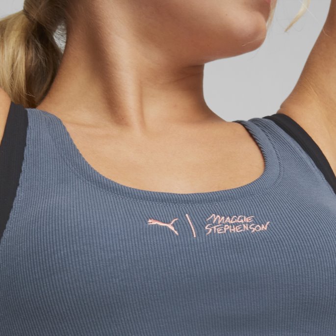 Puma På Tilbud X Maggie Stephenson Low Impact Bh Kvinner Kveld Himmel-svart-farge Blokk