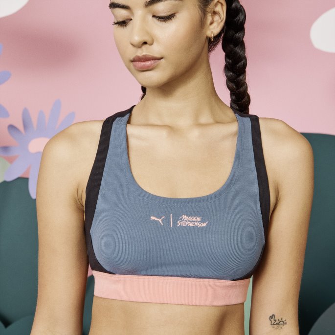 Puma På Tilbud X Maggie Stephenson Low Impact Bh Kvinner Kveld Himmel-svart-farge Blokk