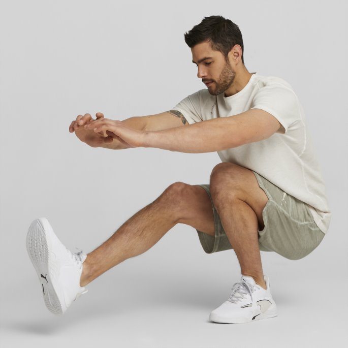 Re:collection Strikket Treningsshorts For Menn Puma På Tilbud Pebble Grey