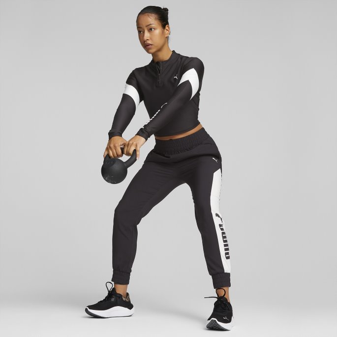 Puma På Tilbud Passform Eversculpt Kvinner Med Kvart Glidelås Treningscrop Top Svart
