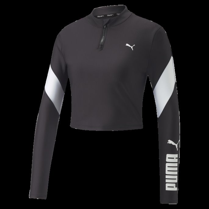 Svart Passform Eversculpt Quarter-zip Trening Crop Top Kvinner Puma På Salg