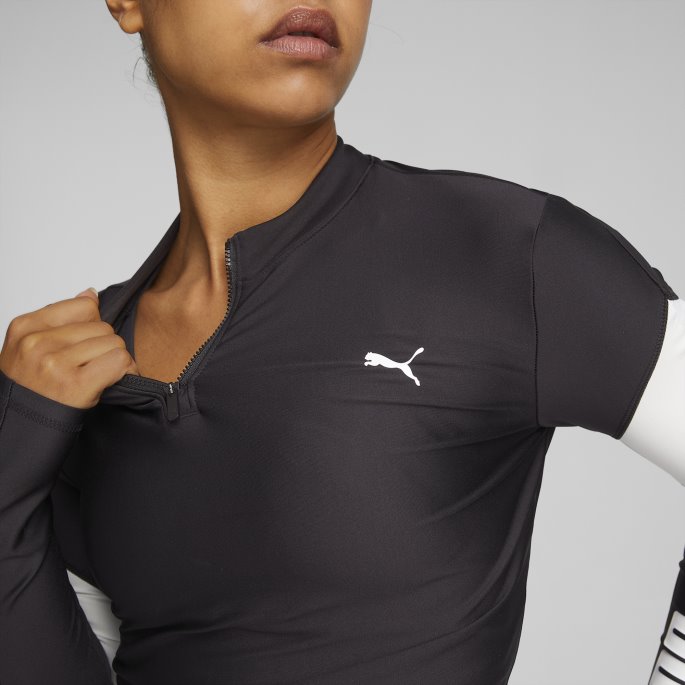Puma På Tilbud Passform Eversculpt Med Kvart Glidelås, Dametreningscrop-top Svart