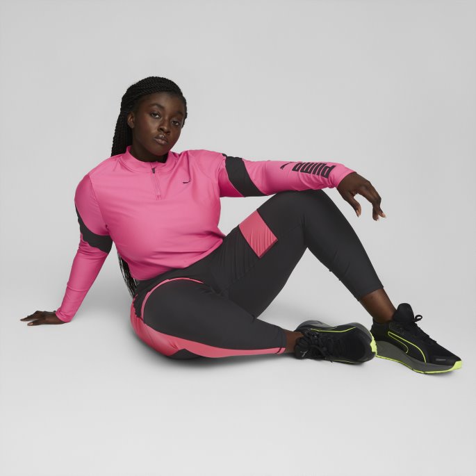 Solnedgang Rosa Puma På Tilbud Passform Eversculpt Quarter-zip Trening Crop Top Kvinner