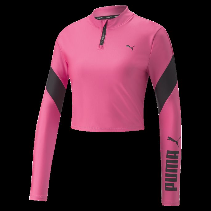 Solnedgang Rosa Puma På Tilbud Passform Eversculpt Quarter-zip Trening Crop Top Kvinner