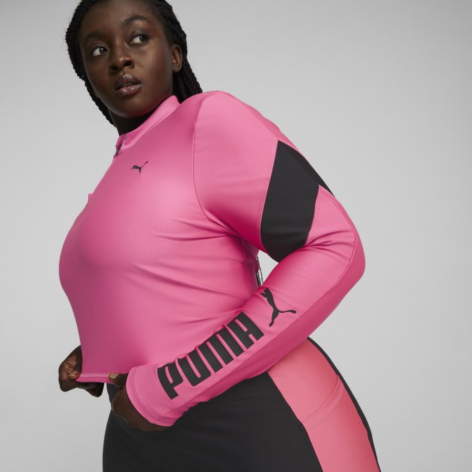 Puma På Tilbud Solnedgang Rosa Passform Eversculpt Quarter-zip Trening Crop Top Kvinner