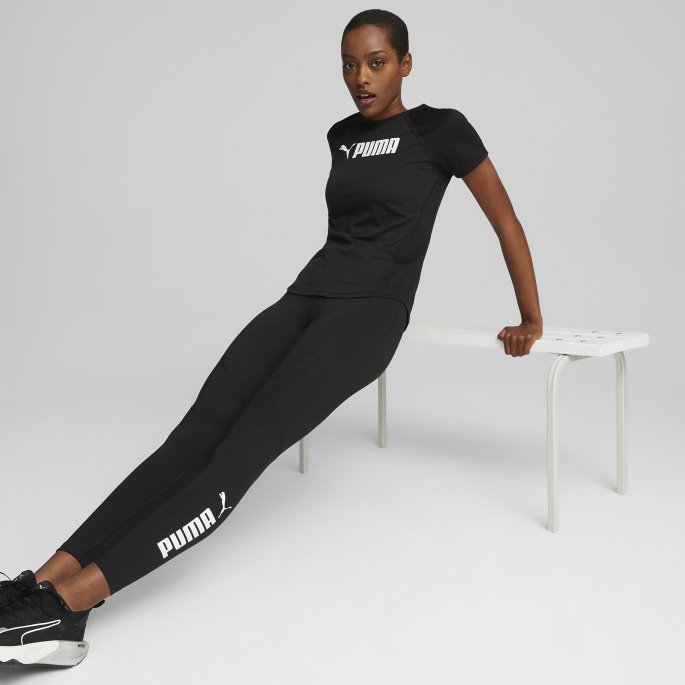 Puma På Tilbud Passer Damelogo Treningsskjorte Svart-- Hvit