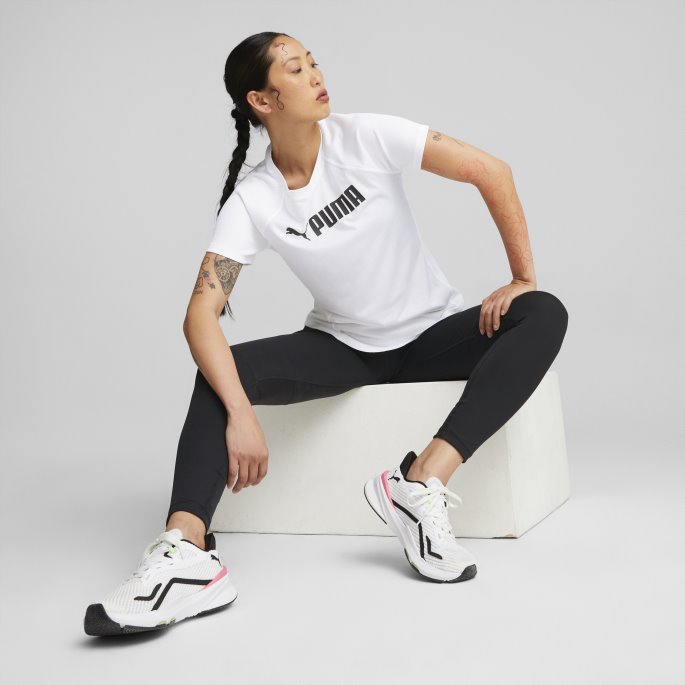 Puma På Tilbud Passform Logo Trenings-t-skjorte For Kvinner Hvit