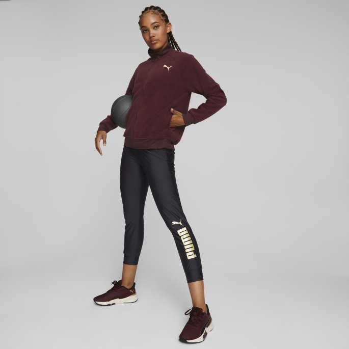Fit Sherpa Treningsjakke Dame Aubergine-team Gold Puma På Tilbud